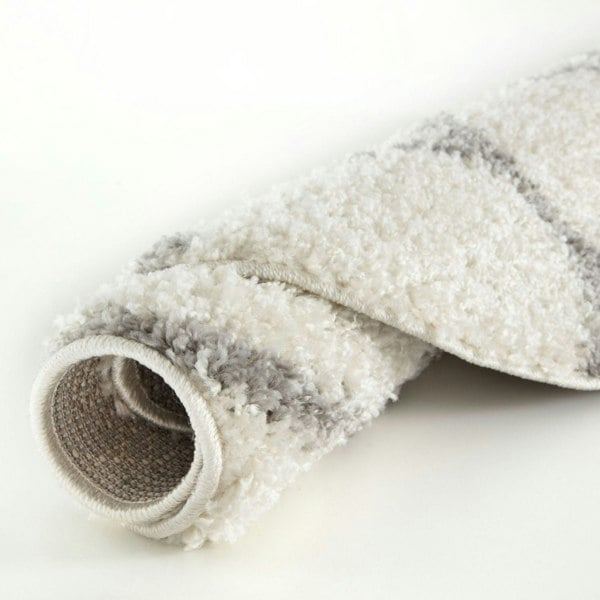 Moroccan Design Thick Shaggy Area Rugs Ivory