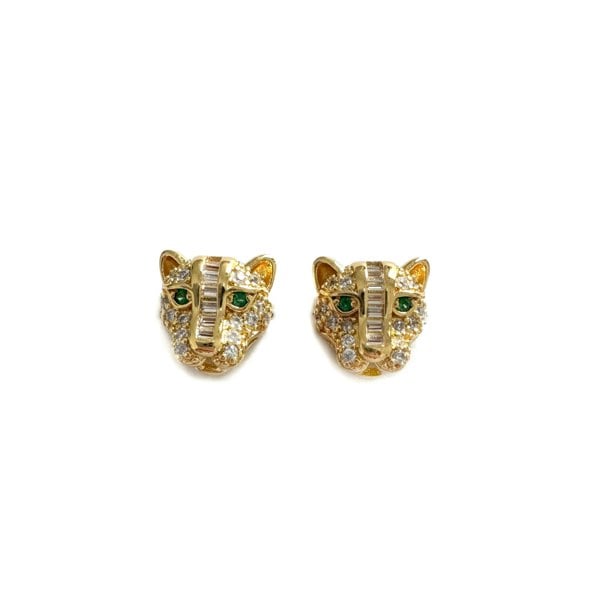 Luxe Tones Zuri Luxe 18ct Gold Plated Small Jewelled Panther Stud Earrings