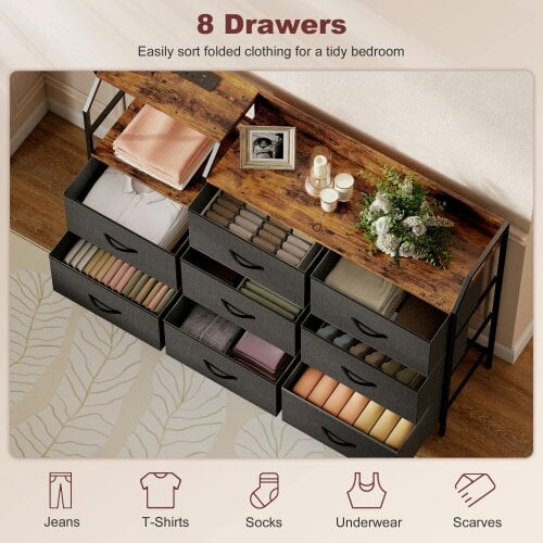 Wyld Haus Comke Metal And Wood Brown And Black 8 Drawer Storage Chest With Integrated Charging Station