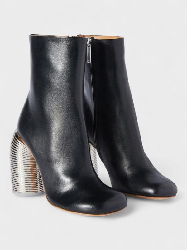 Off-White Spring Leather Ankle Boots