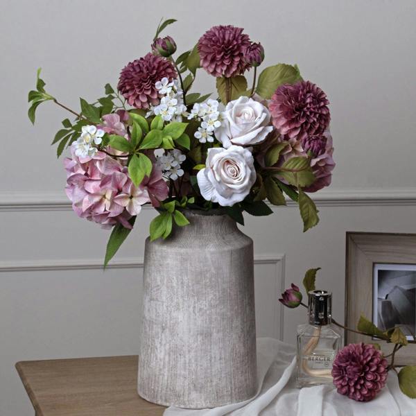 Wyld Haus Set of 3 Artificial Flowers  Shabby Pink Single Hydrangea Stems