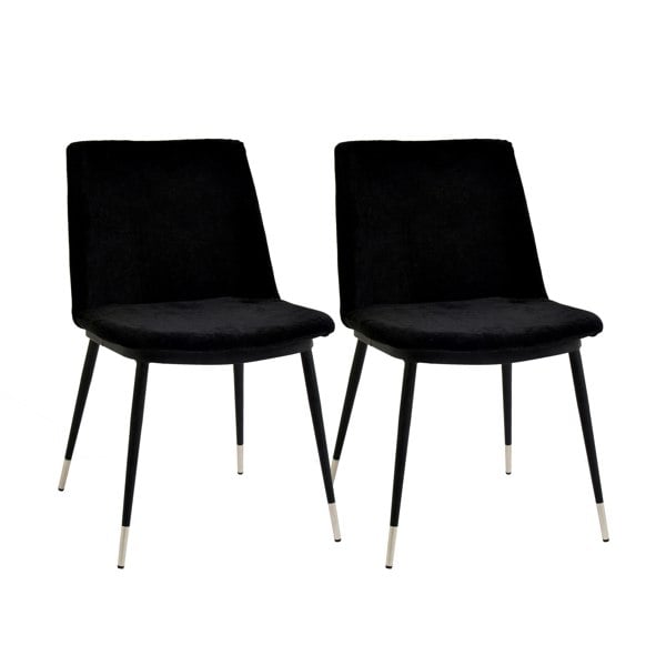 Furniture Edit Evora Black Velvet Dining Chair Silver Legs Set of 2