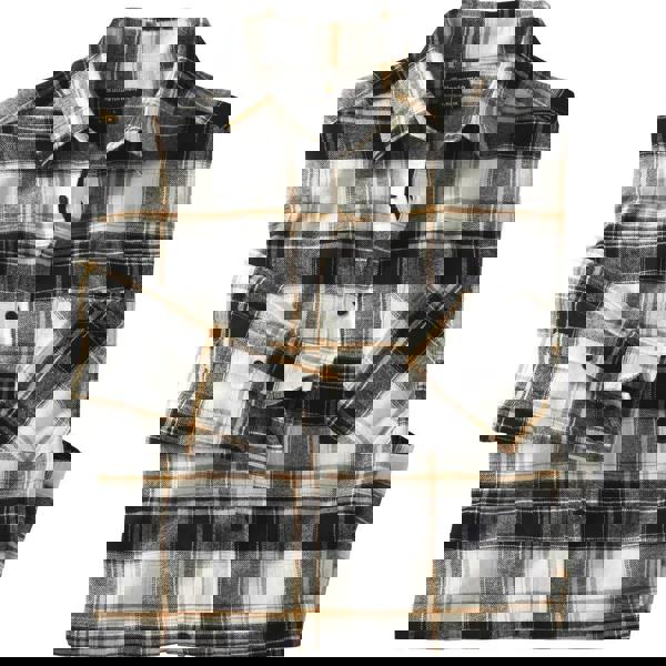 Atlas For Men Mens Checked Flannel Chest Pocket Shirt - White/Black/Ochre - 