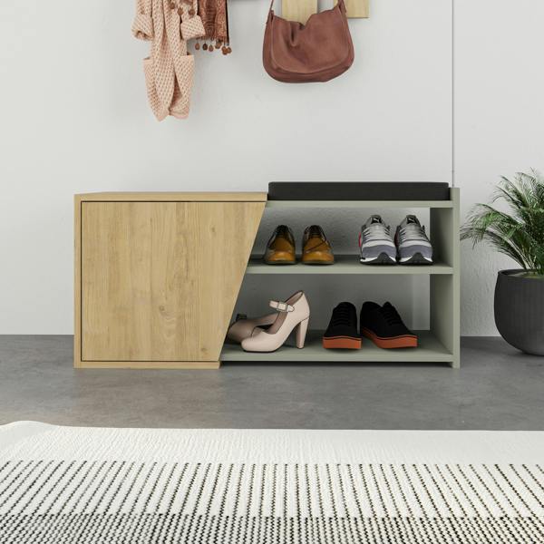 Decortie Modern Fiona Shoe Bench with Storage Space up to 6 Pair Shoes 104.6(W)cm