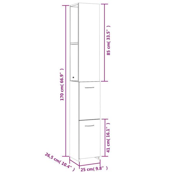 Berkfield Bathroom Cabinet Concrete Grey 25x26.5x170 cm Engineered Wood