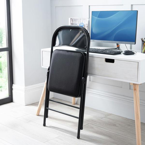 A.Unique Home Premium Metal Velvet Folding Chair - (1 x Chair - Black)