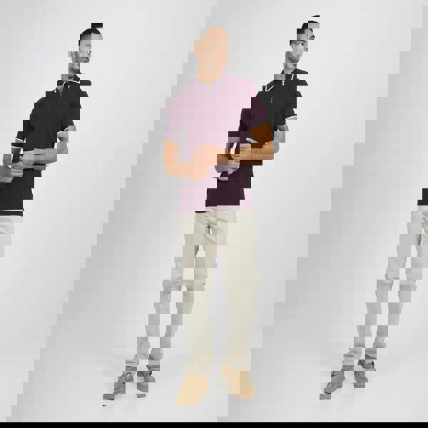 Brave Soul Maroon Short Sleeve Knitted Polo Shirt - Maroon Image 3