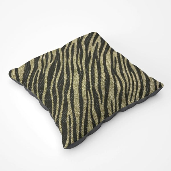 Warren Reed Golden Zebra Print Floor Cushion