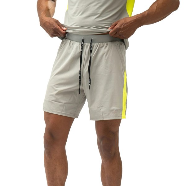 REFLECT Zone Tech 7-Inch Shorts Grey/Neon Yellow