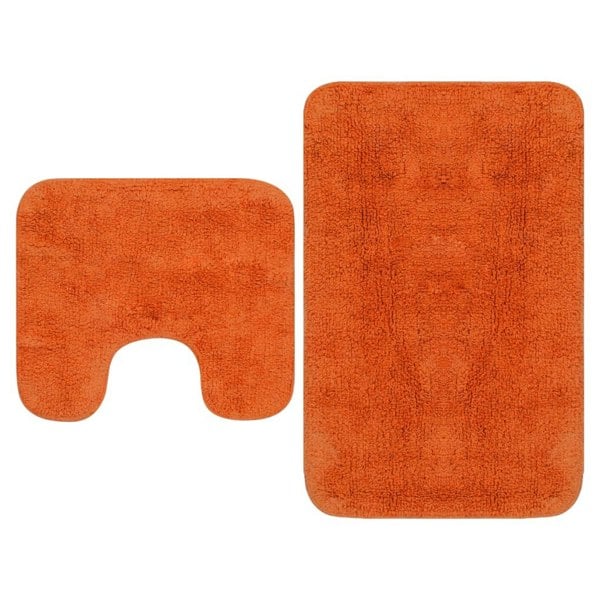 Berkfield Bathroom Mat Set 2 Pieces Fabric Orange