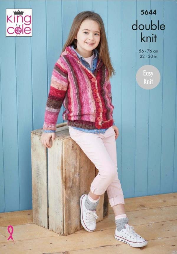 King Cole Bramble DK Knitting Pattern 5644, Cardigans, Hoodies for Kids, 22 - 30 Inches - Easy