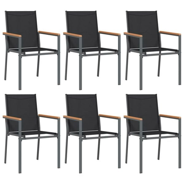 Berkfield Garden Chairs 6 pcs Black 55x61.5x90 cm Textilene and Steel