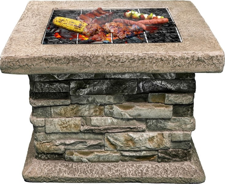 Centurion Supports Fireology VIETRI Majestic Garden and Patio Heater Fire Pit and Barbecue with Eco-Stone Finish