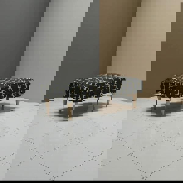 Designer stitched lid footstool with hidden storage for home office use