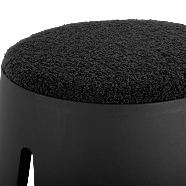 Love Frankie Padded Boucle Stool in Jet Black