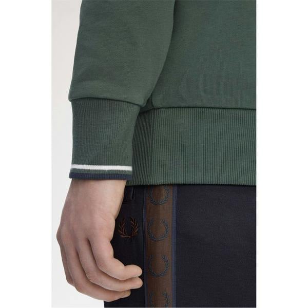 Fred Perry Mens Logo Half Zip Sweatshirt - Court Green - 