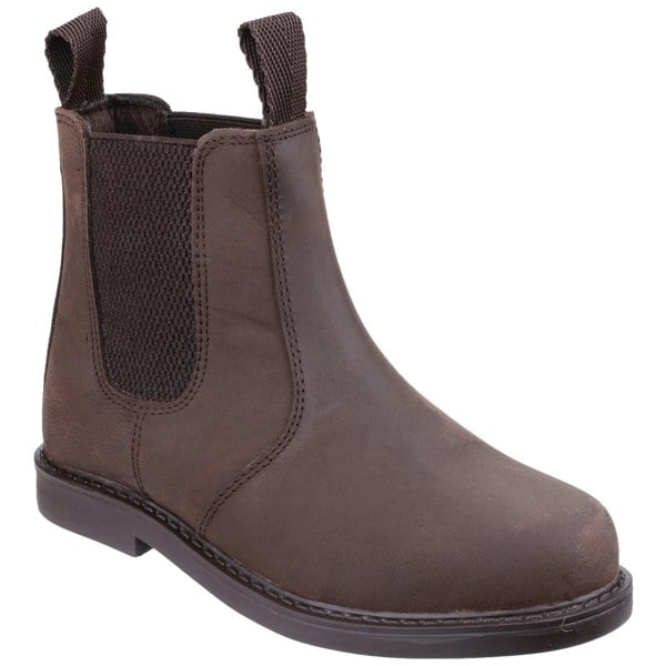 Amblers Childrens/Kids Pull On Leather Ankle Boots - Brown