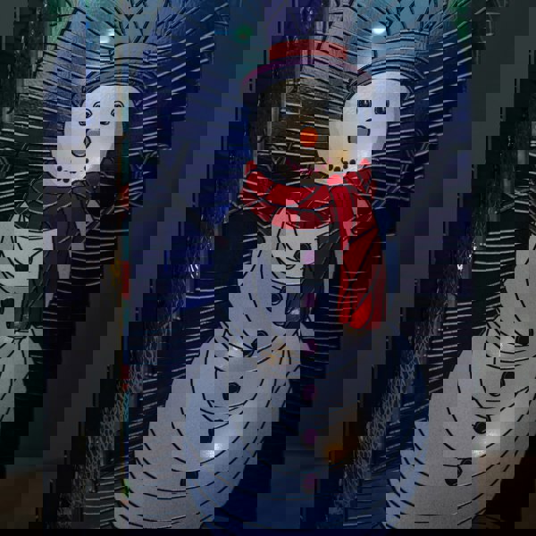 Samuel Alexander 21cm Battery Operated Light up Double Sided Stained Glass Snowman Decoration with LEDs