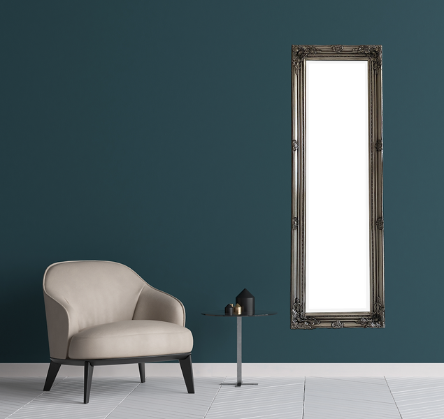 Downton Interiors Antique Silver Tall Ornate Dressing Wall Mirror with Bevelled Glass 142cm