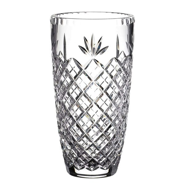 Diamante Crystal Barrel Vase with Blank Engraving Panel - 21cm