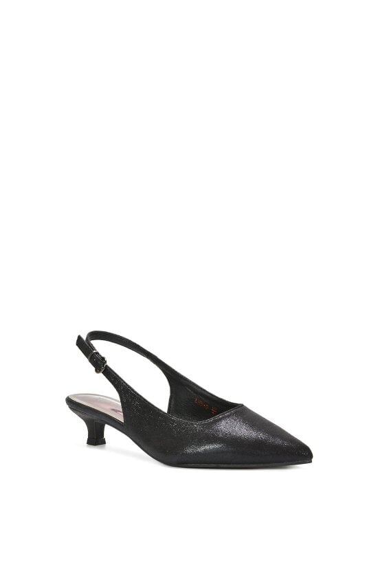 XY LONDON Slingback Kitten Heel Court Shoes With Pointed Toe