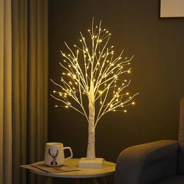 smartbies 144 Pre Lit Birch Twig Christmas Tree With Lights Christmas Decoration