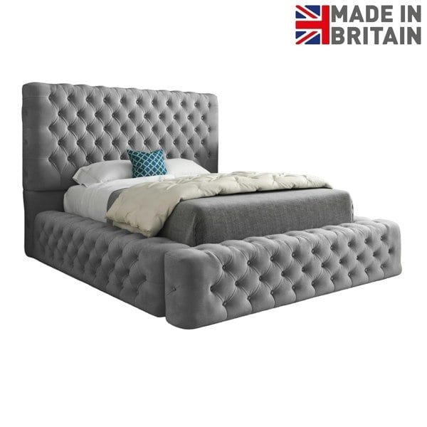 Casa Magna Grand Milan Pleated Upholstery Bed Frame - Grey
