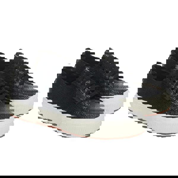 Superga Womens/Ladies 2750 Snake Print Grain Leather Trainers - Black/Avorio - 