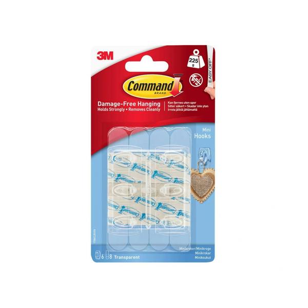 Command Clear Mini Hooks - Multi Colour - 