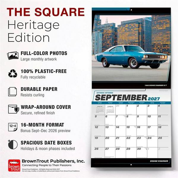 Dodge Charger Calendar 2027, Wall Calendars, Month To View, Transport, Gift