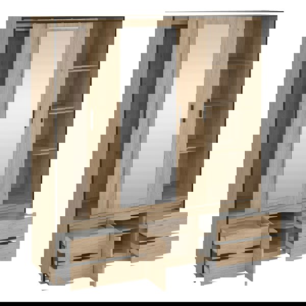 Furniture To Go Line Wardrobe with 2 Sliding Doors 1 Sliding Door with Mirror in Jackson Hickory Oak