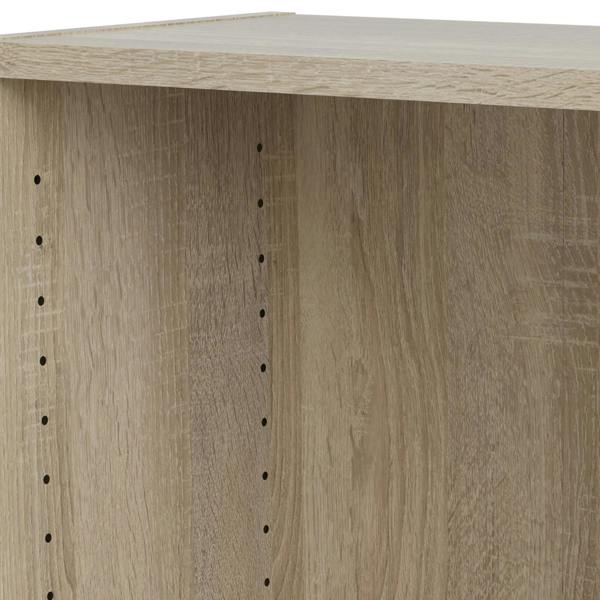 Furniture To Go Basic Low Wide Storage Cabinet in Oak (2 Shelves) with 2 White Doors