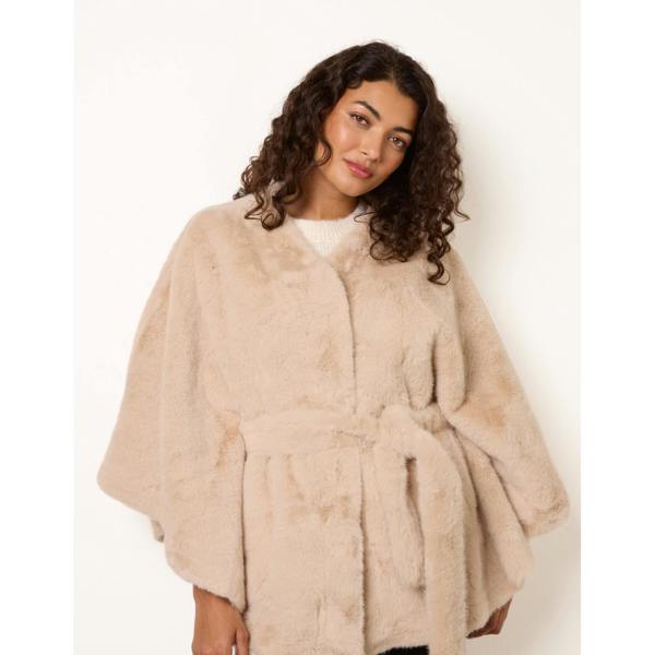 Blue Vanilla Faux Fur Tie Front Cape