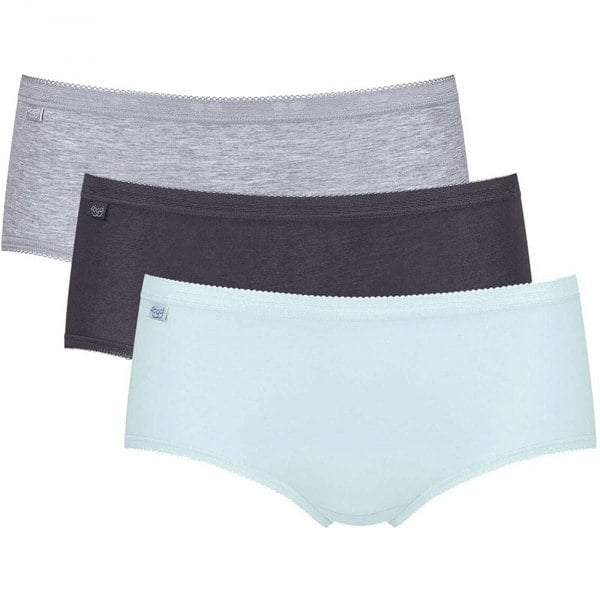 Sloggi Basic 3 Pack Midi Brief, Grey / Ink Grey / Sky