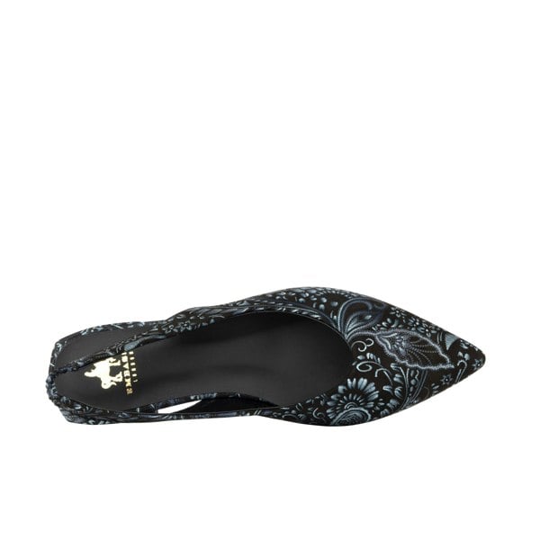 Embassy London Holly - Navy Floral - Women's leather almond toe flat slingback in vibrant print