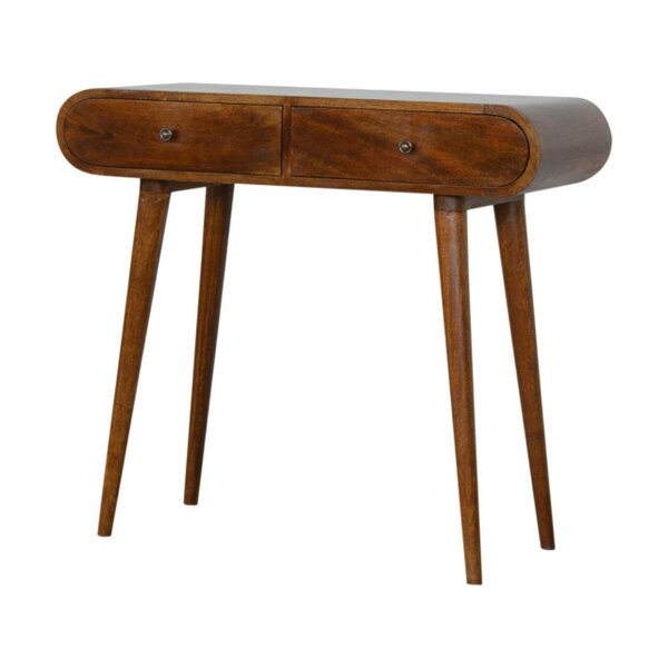 Wyld Haus Como Chestnut Mango Wood OvalcConsole Table 2 Drawers