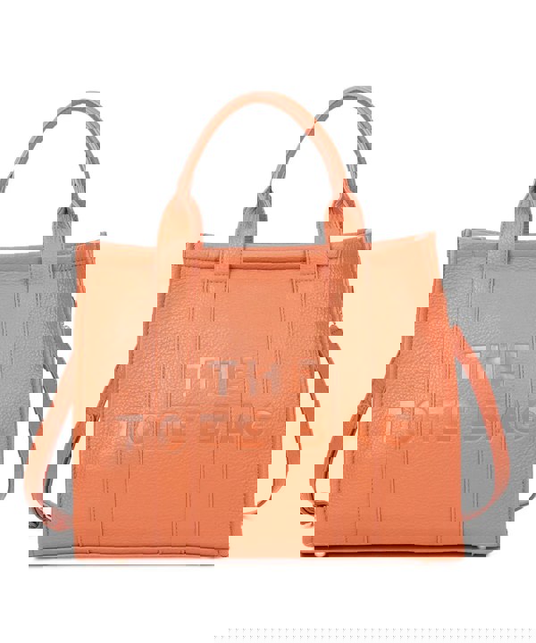 Kitise Large Textured Leather Embossed Logo Structured Tote Bag