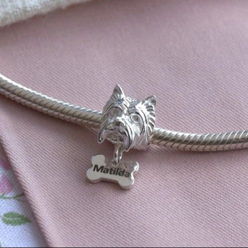 Mylee London Westie Head Silver Charm Bead - Personalised