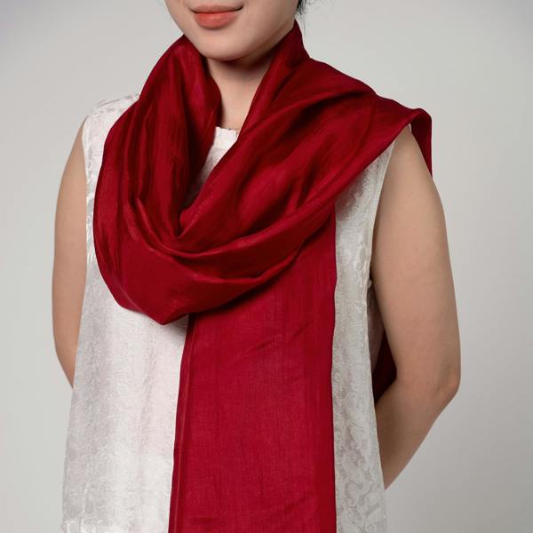 Deep Red Silk Scarf – Hand-Dyed Mulberry Silk, Evening & Occasion Wrap