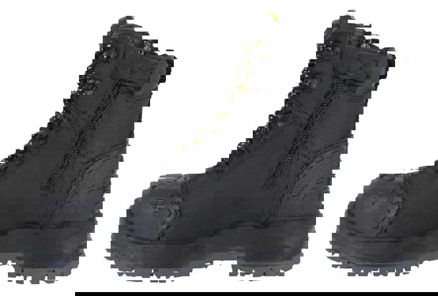 DeWalt Hadley Mens S3 Size Zip Steel Toe Work Lace Up Boots, black safety work boots with side zipper and rugged sole for durability and safety.