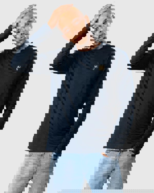 Belstaff Long Sleeved Logo Patch T-Shirt - Dark Ink