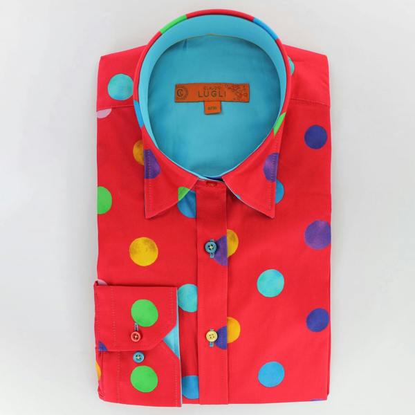 MULTICOLOUR POLKADOT WOMENS PRINT SHIRT - Premium Men's Patterned Shirt by Claudio Lugli | Bold Design, Tailored Fit, Best Printed Shirts