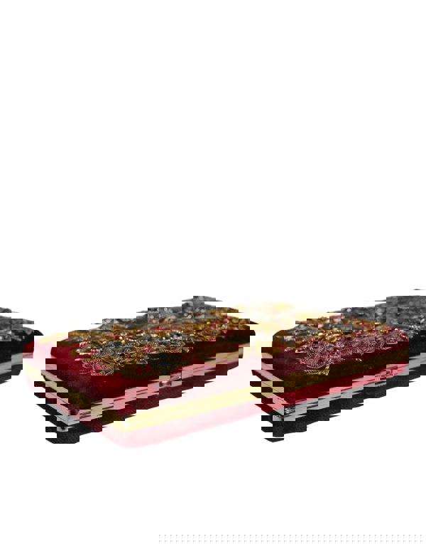 Velvet Clutch with Gold Frame and Baroque Crystal Detailing