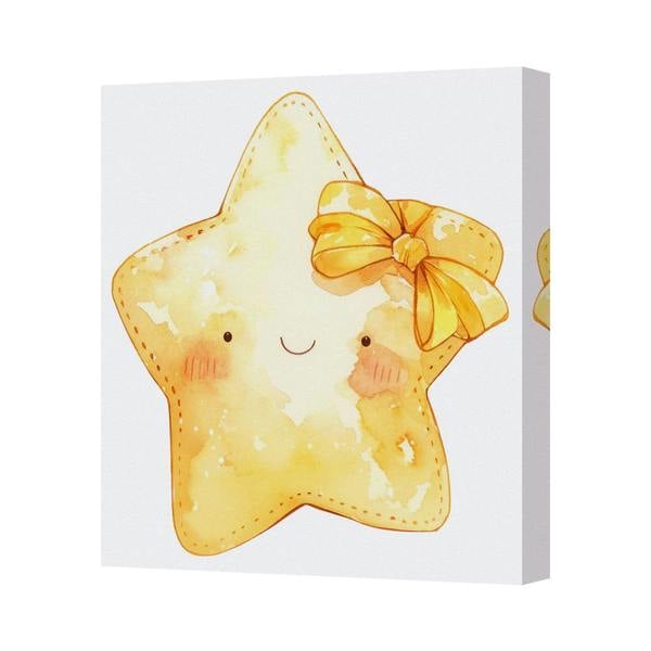 Benjamin Tate Design Starfish Canvas Art Print With Yellow Bow Wall Decor UK Handmade