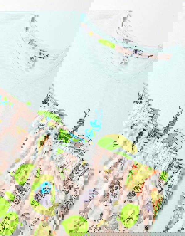 Disney Womens Blue Bugs Life Short Sleeve Long Leg Pyjama Set