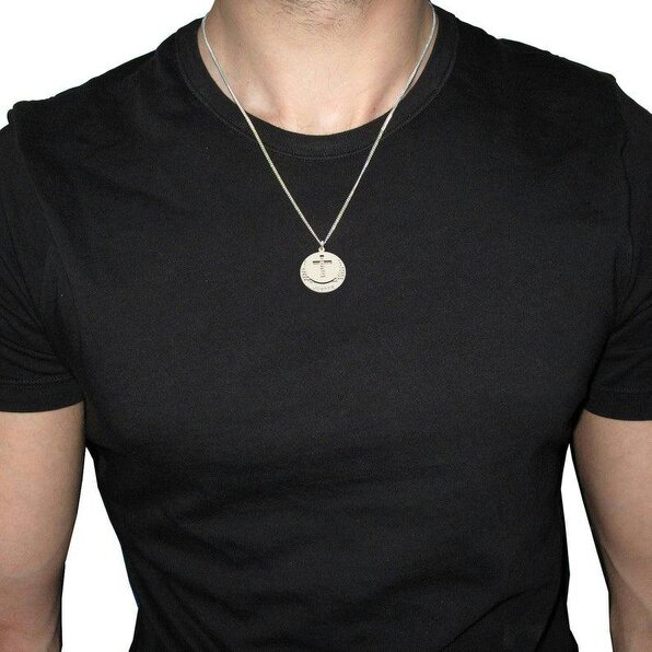 Christopher James of London Sterling Silver Personalised Cross Disc Necklace With The Lord's Prayer & Optional Engraving