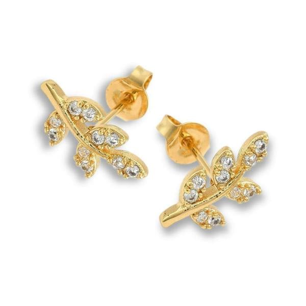 Aye Do Gifts Cubic Zirconia Gold Leaf Stud Earrings