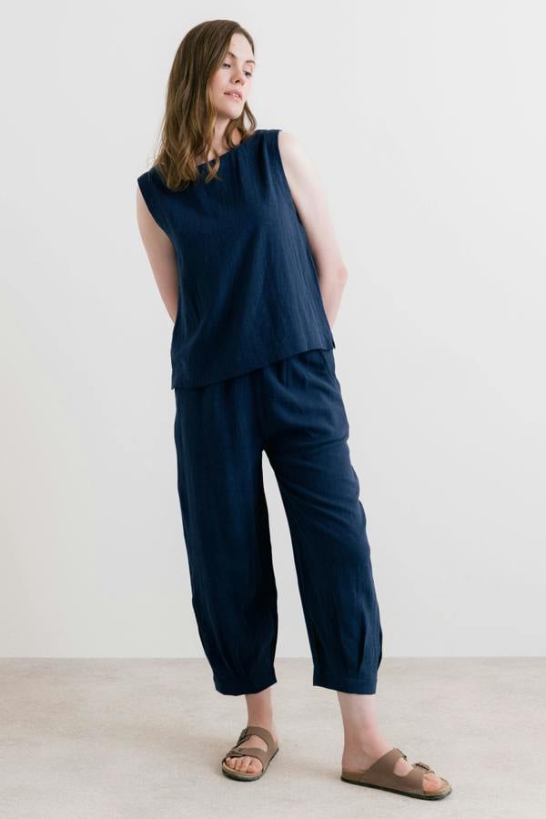 Lily & Me Allium Two Way Button Through Vest Navy