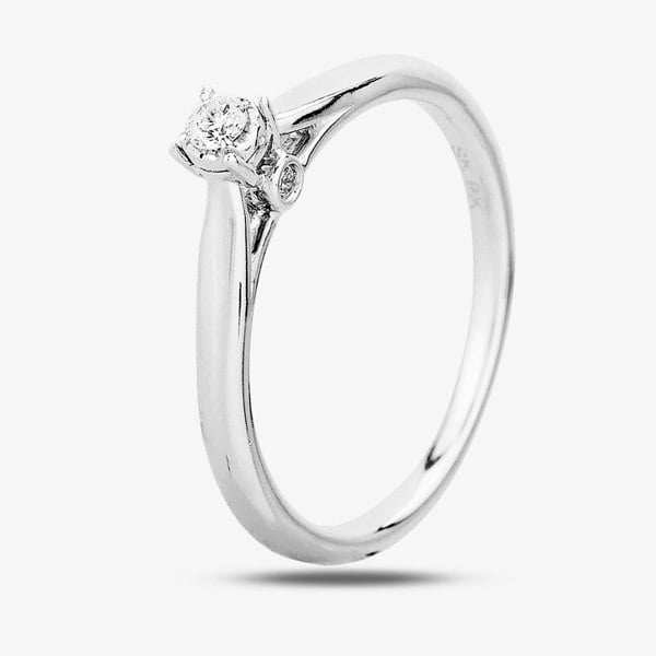 T. H. Baker 9ct White Gold 0.10ct Diamond Bridge Accent Diamond Solitaire Ring TH011825112157