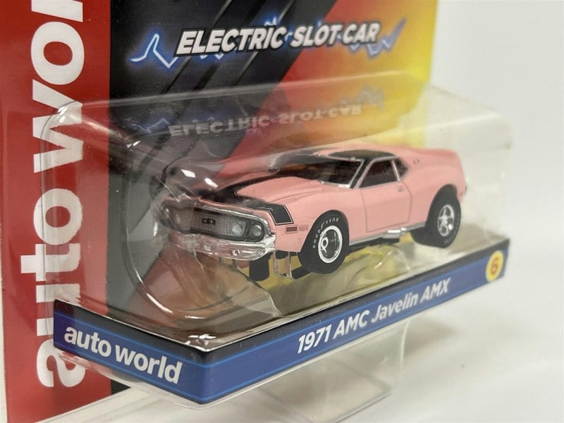 Auto World Slot Cars 1971 AMC Javelin AMX Pink HO Scale Slot Car X Traction Auto World SC373-6